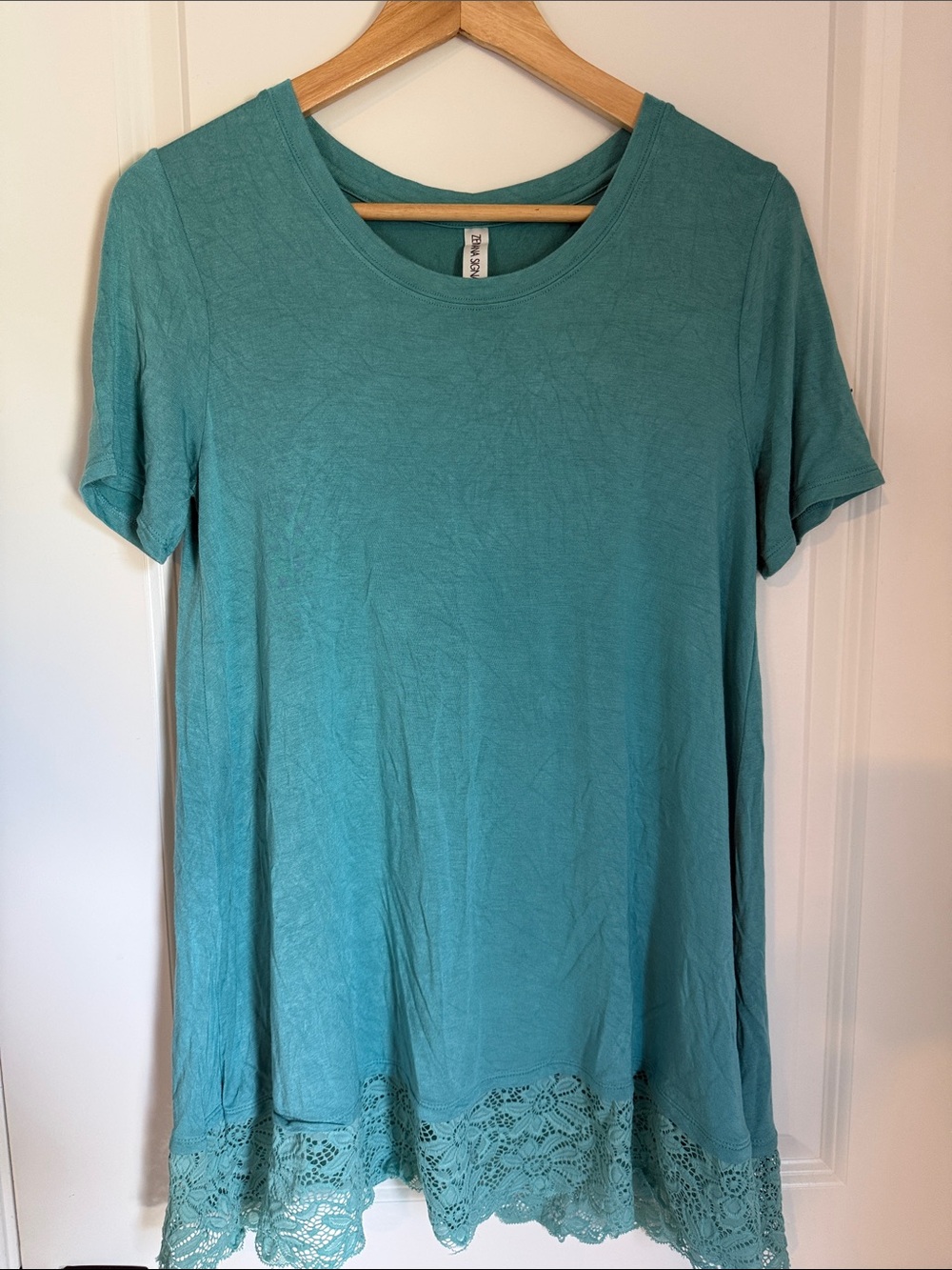 Soft Lace-Hem Women's Tunic - Teal